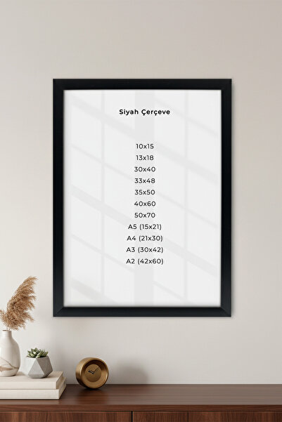 Zevahir Mobilya Dekorasyon 1 Piece Black Wooden Frame A2 Size 42X62 cm Size W...