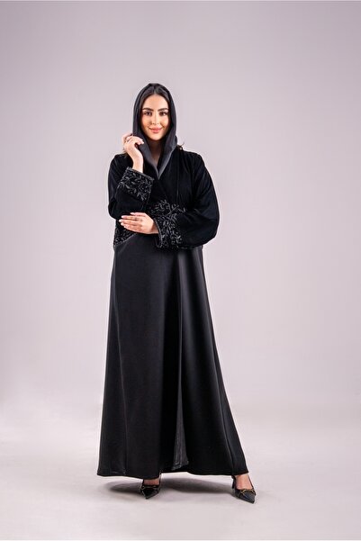 Abay Winter velvet abaya - black color