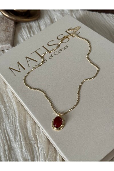Nua Bijou Kırmızı Charm Dorika Zincir Kolye