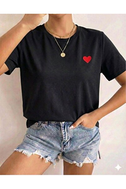 BW Bravely Wear Tiny Heart Printed Women's Crew Neck T-Shirt