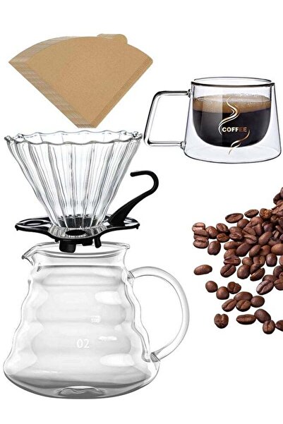 Generic V60 Pour Over Coffee Maker Set, Glass Coffee Maker with Filter Paper ...