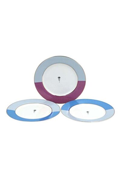 Bien Servi 3-Piece Round Shaped Calligraphic Dessert Plate Set