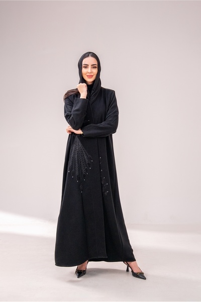 Abay Indonesian crepe with embroidery and crystals - black