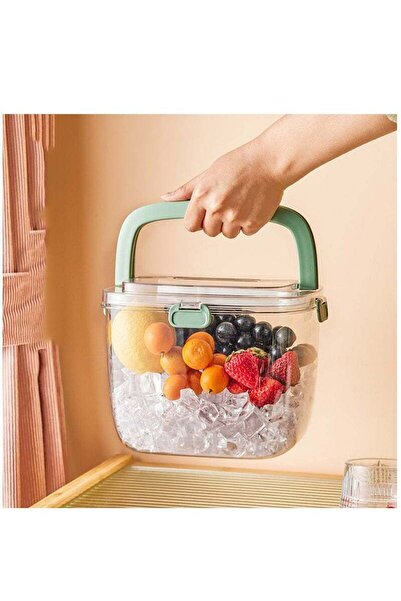 Arabest صندوق تخزين مكعبات الثلج المحمول سعة 5 لترات، دلو ثلج شفاف للفريزر مع...