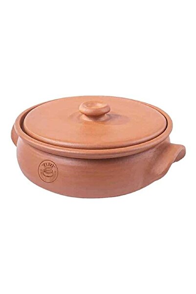 ELİZİ Round Shape Heat Resistant Full Natural Handmade Clay Pot with Lid Brow...