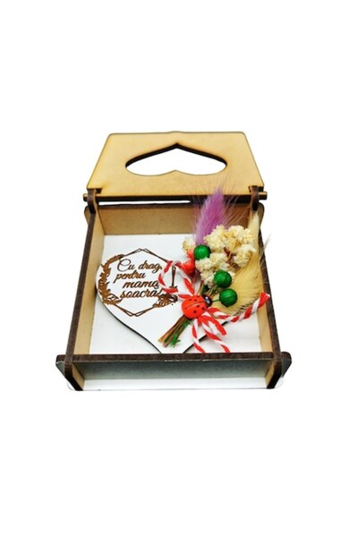 OEM Martisor personalizat pentru Mama soacra, magnet inima din lemn decorata ...