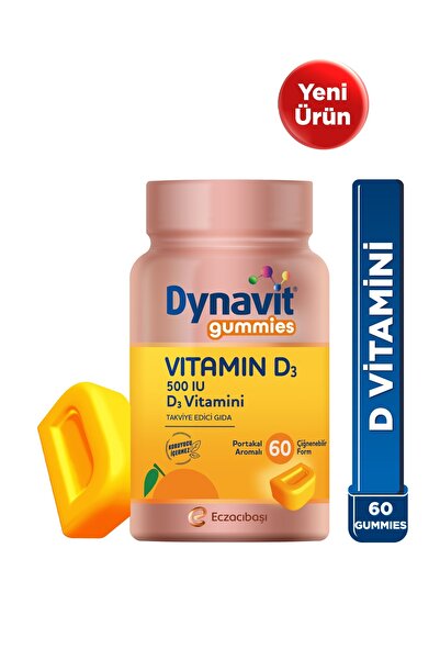 Dynavit Gummies Vitamin D3 60 Çiğnenebilir Form - Aile Boyu Kullanım – D Vita...