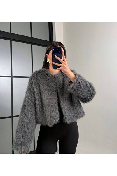 MAESTRO WOMAN Γυναικεία γούνα με γκρι απόχρωση, κοντή, μαλακή και απολεπισμέν...