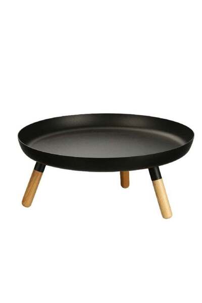 Felli Metal Serving Tray with Base Black and Brown Large