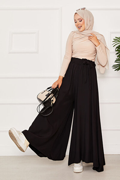 EBRUTESETTÜR Kuşaklı Etek Pantolon Siyah