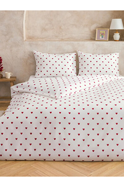 LC Waikiki Red Heart Printed Double Duvet Cover Set 200X220 cm