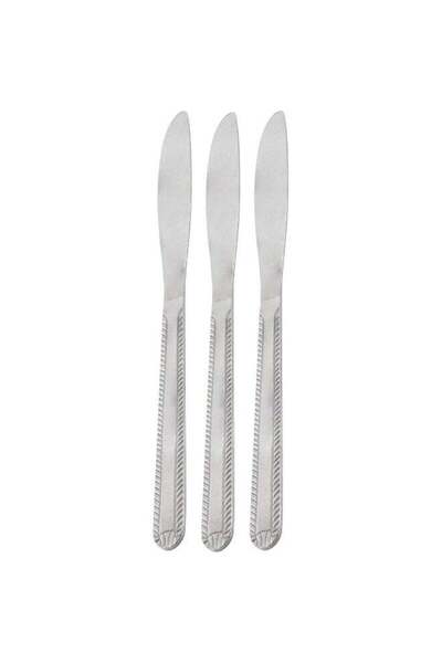 Gibson 3-Piece Ornate Embossed Handle Stainless Steel Dinner Knife Set