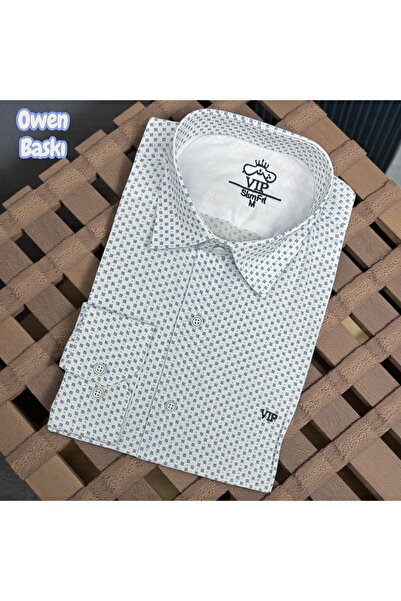 OwenLife Owen Life Cotton Fabric Slim Fit Patterned Shirt