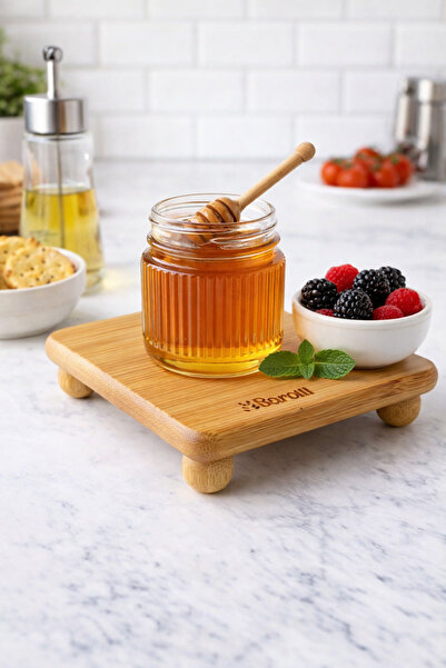 Homerest Top Ayaklı Bambu Kare Sunumluk, Yağdanlık Altlığı, Bambu Banyo Stand...