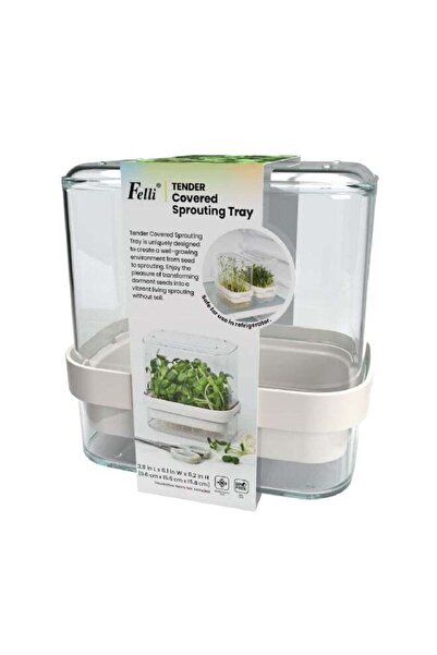 Felli BPA-Free Refrigerator Safe Tender Covered Sprouting Tray Clear and Whit...