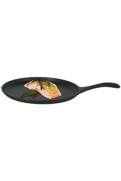 Lodge Seasoned Cast Iron Durable Round Griddle with Handle Black