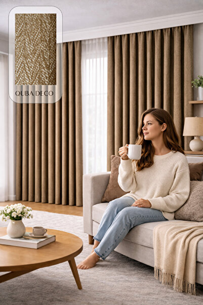 QUBA DECO ستارة جاكار فاخرة ذات ملمس متين على شكل جلد السمك لغرفة المعيشة وغر...