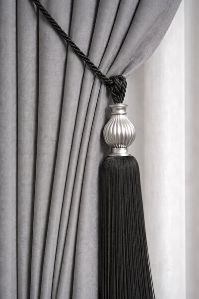 Cortibo Сірий кутовий стельовий кронштейн для штор, чорний