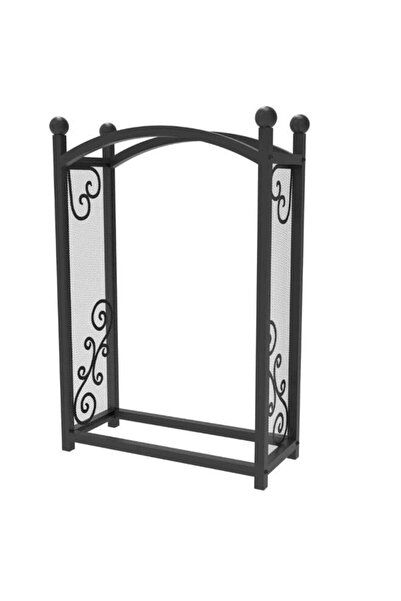 Generic رف أنيق ومتين من الفولاذ لحفظ الحطب، أسود اللون، 90 × 25 × 60 سم