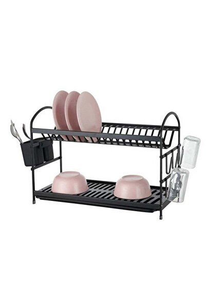 Parfait رف أطباق متين وعالي الجودة من الألومنيوم، أسود اللون، 54 × 41 × 63.5 سم