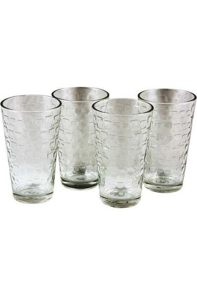 Gibson 4-Piece Square Pattern Great Foundations Glass Tumbler Set Clear 16 oz