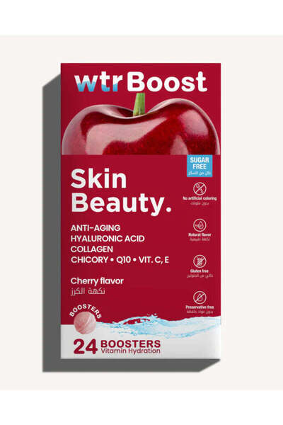 WTR BOOST Skin Beauty Anti-Aging Effervescent Boosters Cherry Flavor with Hya...