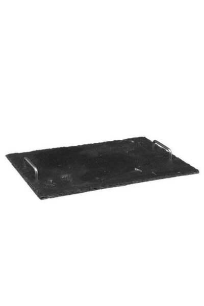 Secret de Gourmet Rectangular Slate Presentation Tray Anthracite and Silver 3...