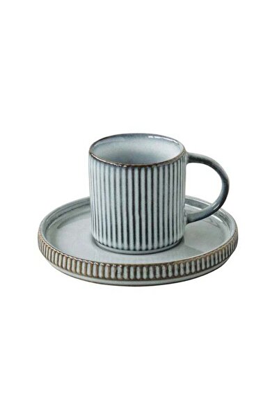 Generic Easy Life Domus Glaze Coating Cup and Saucer Set Blue and Grey 110ml