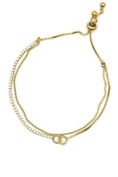 Nearsis Zircon Stone Elevator Waterway Double Ring Combination Bracelet