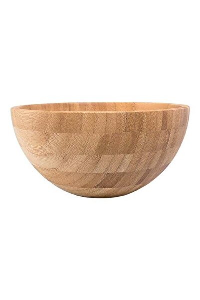 Bien Servi Durable Easy Cleaning Round Shaped Bamboo Salad Bowl Brown