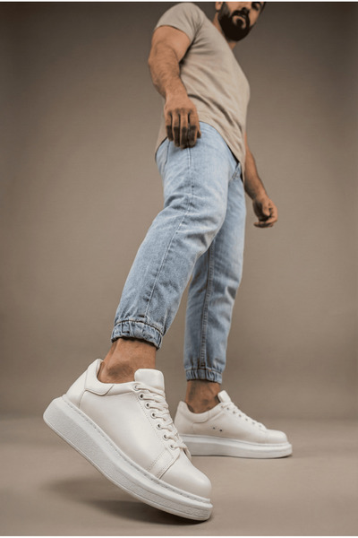 Zerenyus حذاء رياضي رجالي من London Edition Premium برباط باللون الأبيض