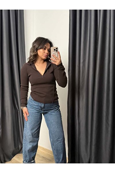 BÜŞRA PERKER Cashmere Blend Zipper Sweater