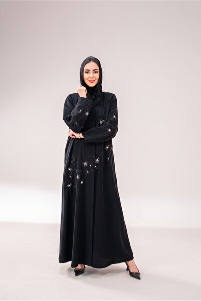 Abay Indonesian crepe with embroidery - black