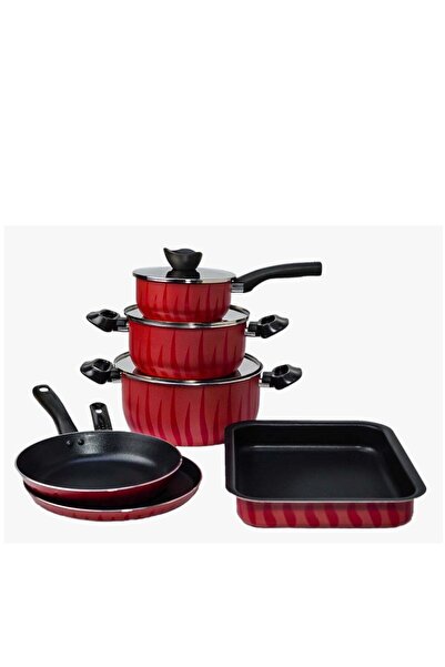 Voyager 9 piece Aluminium pot set Red