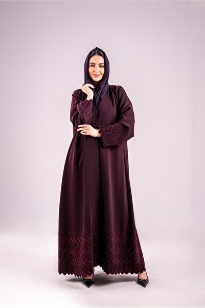 Abay كريب اندنوسي تطريز-لون عنابي