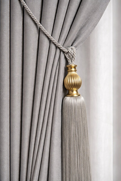 Cortibo Gold Kukalı Tavan Braçol Perde Toplama Aksesuarı Açık Gri