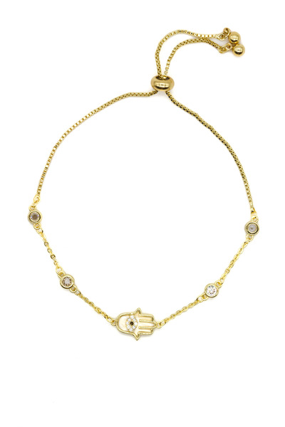 Nearsis سوار يد فاطمة العظيمة مرصع بحجر الزركون