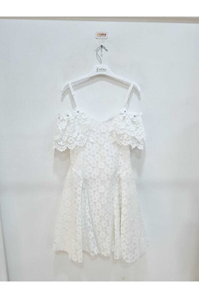 incity فستان بناتي مكشوف الأكتاف من الدانتيل - الموسم الجديد
