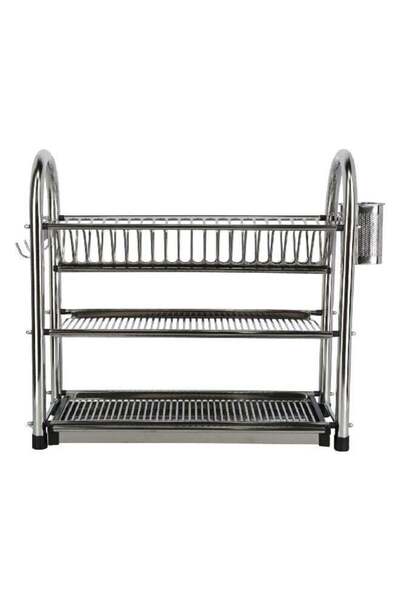 Parfait 3-Layer Anti-Slip Feet Stainless Steel Dish Rack Silver Large