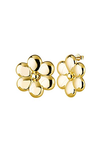 yare jewelry Altın Kaplama İtalyan Çiçek Gümüş Küpe