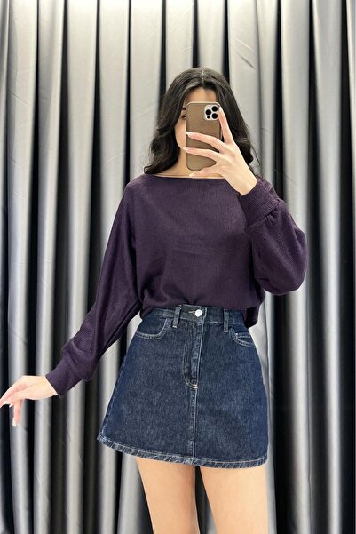 Tmptekstil Yarasa Kol Kazak - Mor MOR