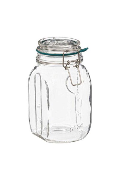 Generic Five Simply Smart Jarro Glass Jar with Clip Closure Clear and Green 1 L