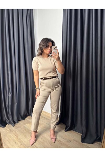 BÜŞRA PERKER Crew Neck Short Sleeve Basic Knitwear