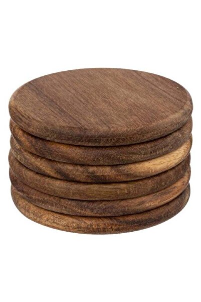 Secret de Gourmet 6-Piece High Quality Acacia Coaster Brown 10 cm