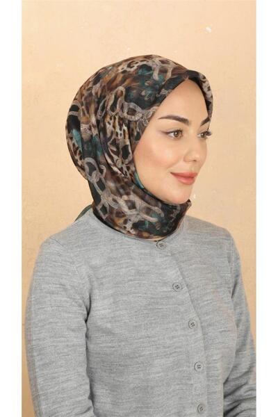 locella Lo'cella Pamuklu Soft Eşarp 4529-10 Siyah-Zümrüt