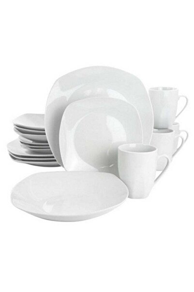Gibson 16-Piece Classic Pearl Dishwasher Safe Square Dinnerware Set