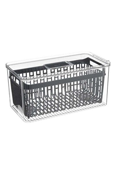 Generic صندوق تنظيم الثلاجة Simply Smart Tidy، شفاف ورمادي، متوسط ​​الحجم