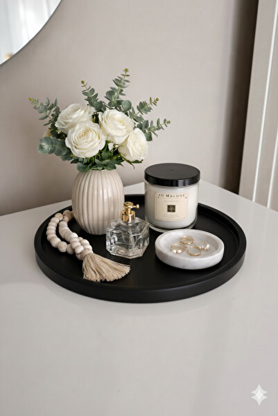 Nayino Polyester mum Tepsisi Sadece tepsi Yuvarlak stand Büyük boy 27 cm