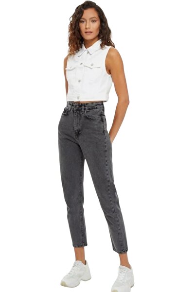 Livik Jorun Smoked Women's Daily Flexible High Waist Mom Jeans