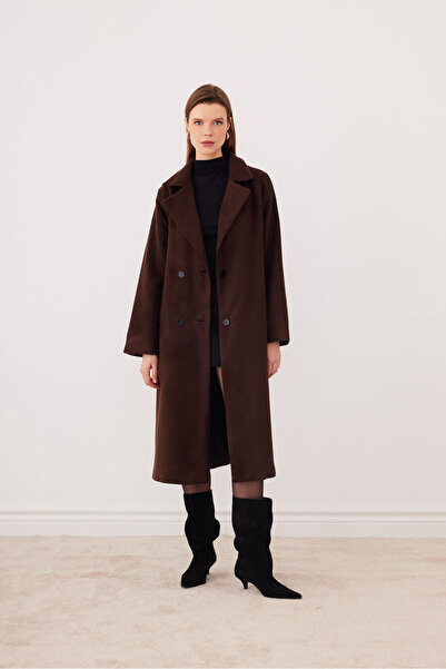 SevdeUgur Γυναικείο παλτό με διπλό πετούμενο γιακά και κουμπιά – Casual & Κομ...